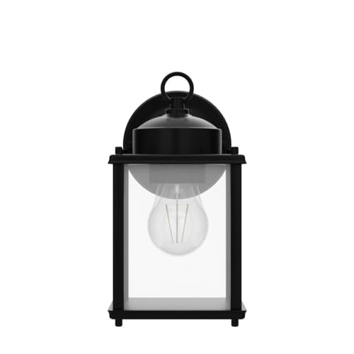 MATAMEYE Outdoor Wall Lantern, Exterior Waterproof Wall Sconce Light Fixtures, Black Front Door Wall Lighting with Clear B...