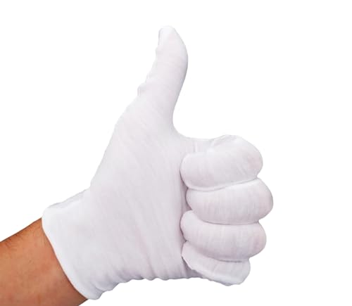 12 Pairs White Cotton Gloves For Dry Hands and Eczema,Soft Breathable Stretchy Working Gloves for coins, Jewelry,Moisturiz...