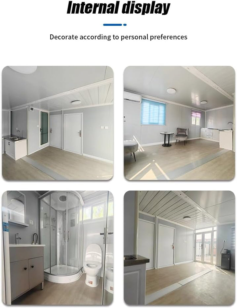 Expandable Prefab Tiny Home 20FT/40FT Luxury Container House Kit with Full Kitchen & Bath, 1-4 Bedroom Modular Design for Guest Suite or Family Residence