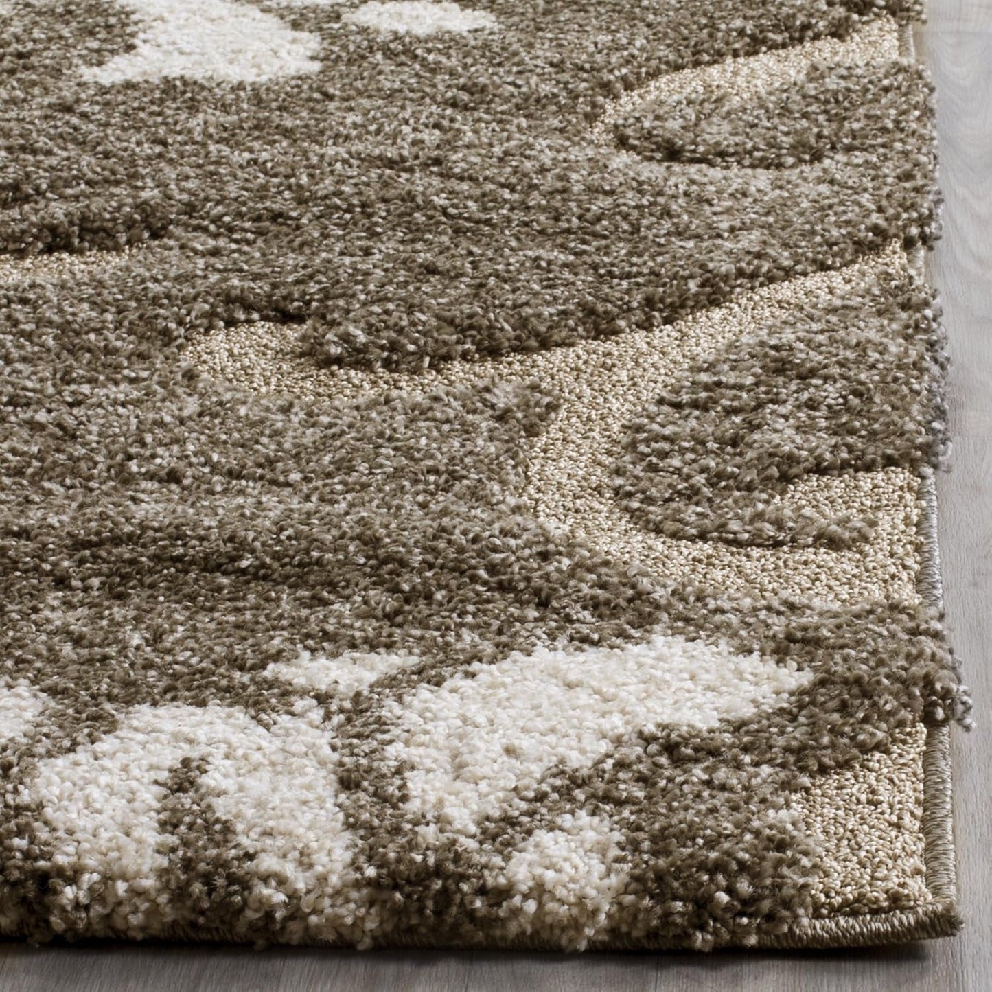 Florida Shag Collection Area Rug - 5'3" X 7'6", Smoke & Beige, Floral Design, Non-Shedding & Easy Care, 1.2-Inch Thick Ideal for High Traffic Areas in Living Room, Bedroom (SG464-7913)
