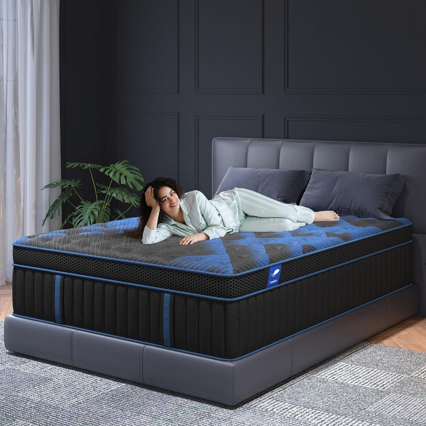 Queen Mattress 14 Inch, Hybrid Mattresses Medium Firm with Gel Memory Foam & Pocketed Coils, Motion Isolation, Certipur-Us Certified, Pressure Relief for Silent Sleep