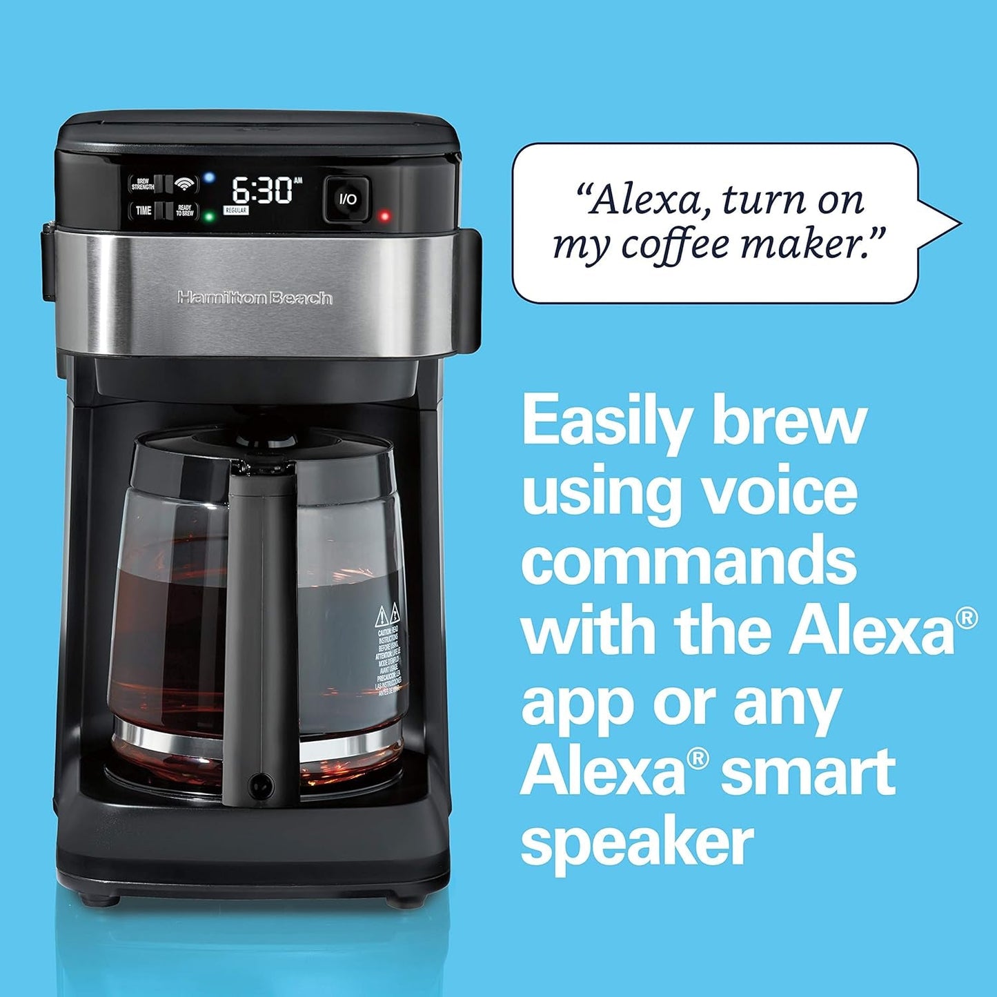 Works with Alexa Smart Coffee Maker, Programmable, 12 Cup Capacity, Black and Stainless Steel (49350R)