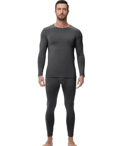 wirarpa Men's Long Johns Thermal Underwear Set Light Fleece Lined Base Layer Long Sleeve Top and Bottom