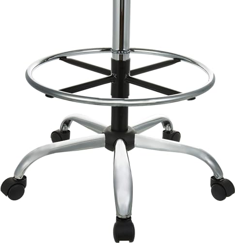 AmazonBasics Multi-Purpose Adjustable Drafting Spa Bar Stool with Foot Rest and Wheels - Black