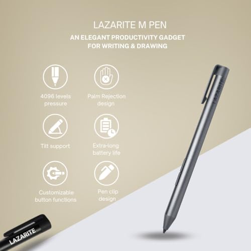 LAZARITE M Pen Black, Active Stylus for Microsoft Surface, Lenovo Yoga 7i/9i, Flex 5, Hp Envy x360/Pavilion x360/Spectre x...