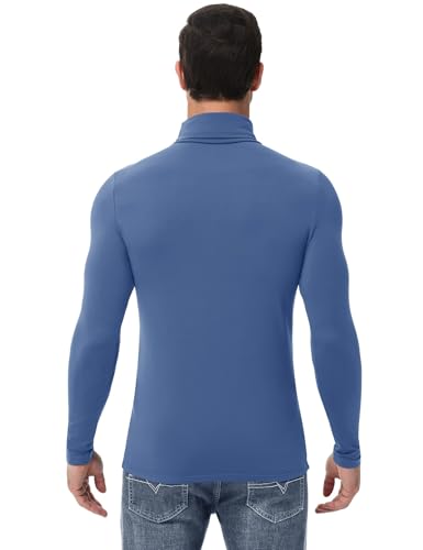Poriff Men's Turtleneck Tops Fleece Lined Pullover Thermal Long Sleeve Casual Slim Fit Basic Sweater