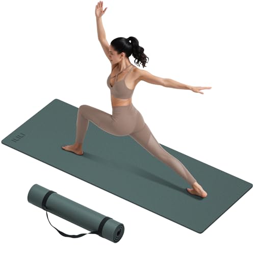 ILILI Yoga Mat 10mm Extra Thick and 193cm Extra Long, 76x28×0.4 Inch, Double Color Non-Slip TPE Material, Easy Carrying wi...