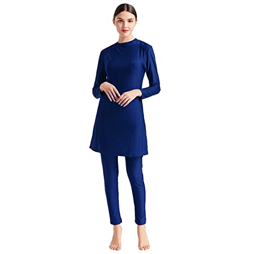 ODIZLI Women Modest Muslim Swimsuit Full Coverage Swimwear Islamic Hijab Swimming Burkini Swim Suit Solid Color