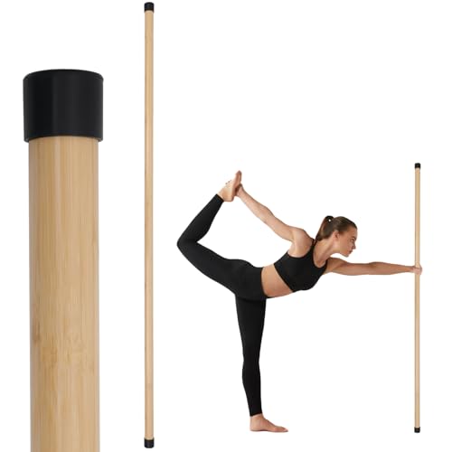 P Polerden Yoga Stick, 5ft Exercise Stick for Mobility, Stretching Stick with Non-Slip Ends, Exercise Dowel for Pilates, B...