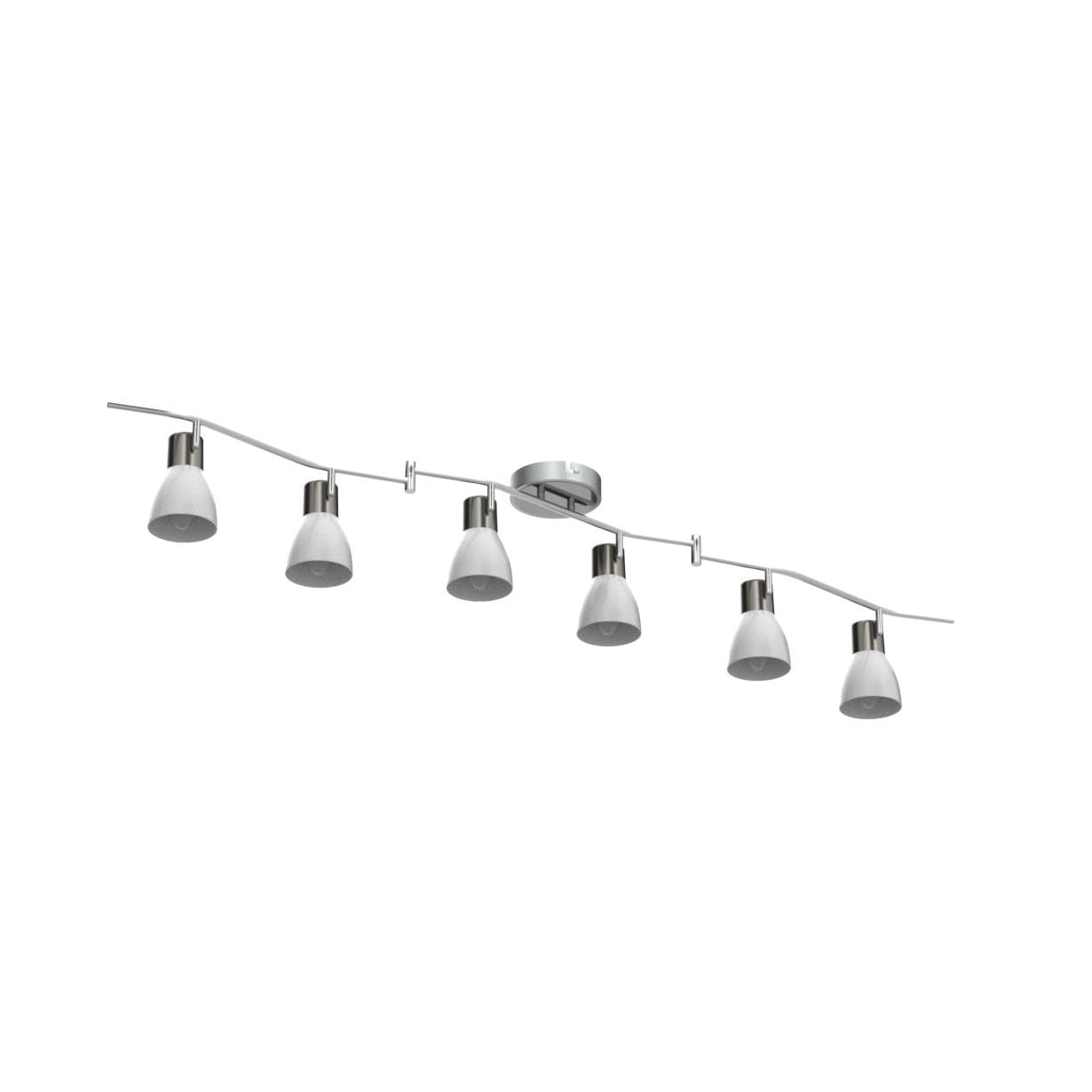 DINGLILIGHTING DLLT 6-Light Track Lighting Rail, Modern LED Spot Fixture, Metal, Nickel Finish, Model WS-FNG29-40B