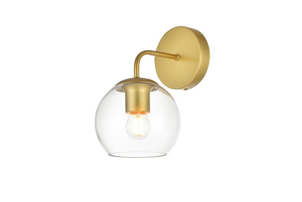 Living District 1-Light Bath Sconce, Iron & Glass, Black/Clear, Model Ld7321W6Blk
