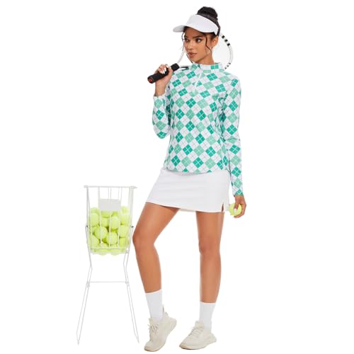 M MOTEEPI Womens Golf Shirt Long Sleeve Athletic Quarter Zip Pullover Sun Protection with Pocket