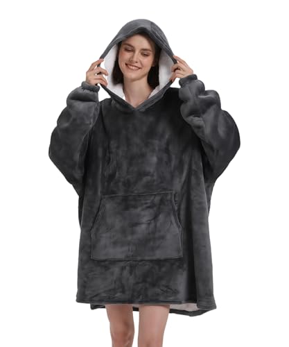 Solvienne Wearable Blanket Hoodie, Men Women Soft Flannel with oversized Pocket Christmas Halloween Cozy Lounge Wear