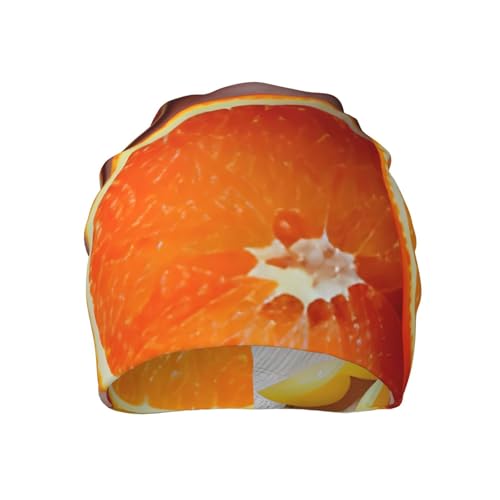 bnvaab Fresh Orange Fruit Print Beanie Hat for Men and Women Stretchy Slouchy Winter Warm Cap Headwear Accessory