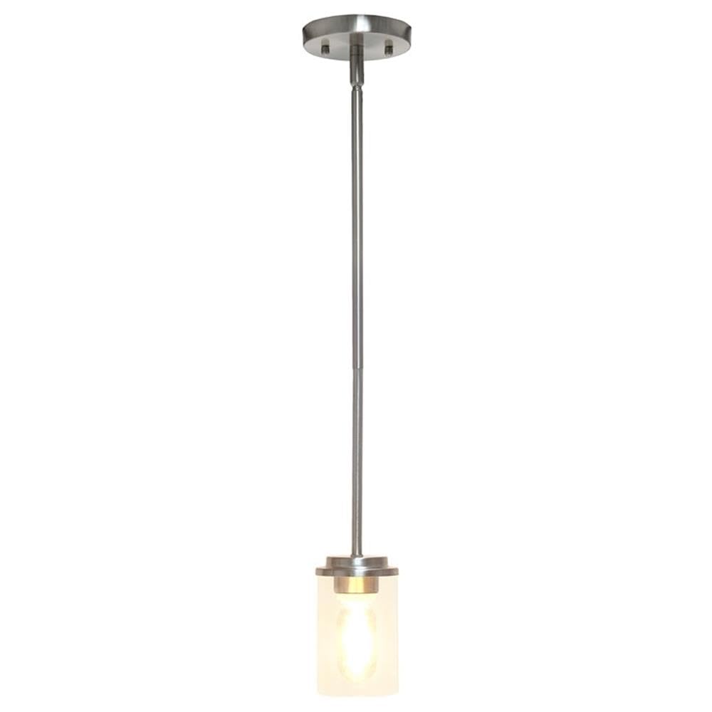 Elegant Designs Ceiling Pendant Light, 1-Lt, Clear Glass, Brushed Nickel, Model PT1020-BSN, 5.75in High for Kitchen, Dining, Living Room