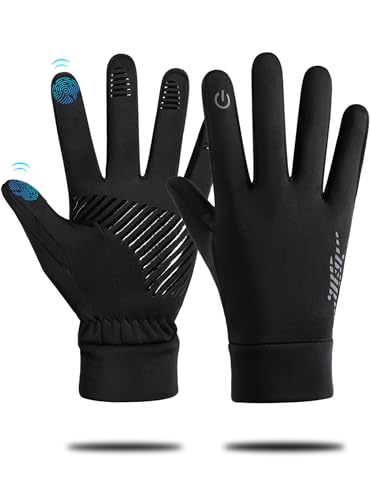KEJIKO Winter Gloves Men Women - Thermal Windproof Running Touch Screen Gloves, Unisex Warm Anti-Slip Lined Cold Weather G...