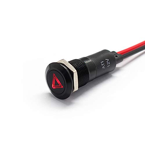 Alpinetech 12V LED Metal Signal Indicator Pilot Dash Light, 12mm, Hazard Light