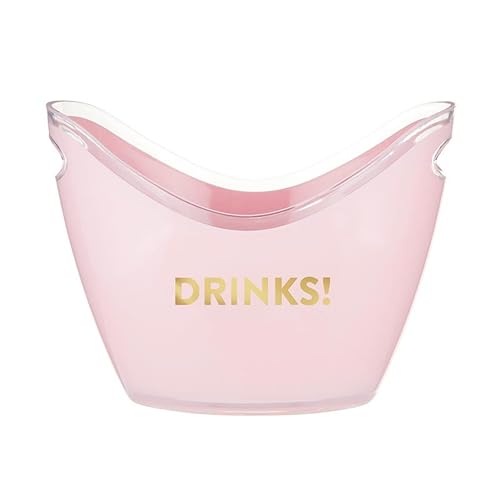 Slant Party Supplies Ice Bucket - Double Handle Acrylic Champagne Beverage Cooler, 10.8" x 8", Pink/Gold - Drinks
