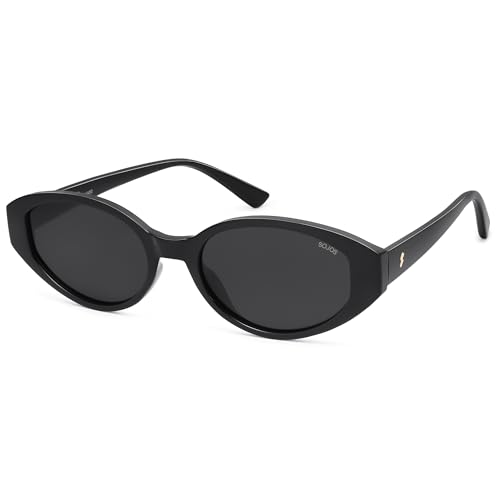 SOJOS Retro Oval Polarized Sunglasses for Women Chic Cat Eye Trendy Vintage Shades UV400 Protection