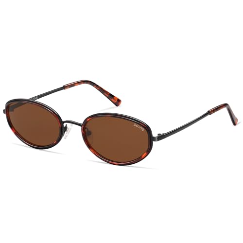 SOJOS Trendy Oval Polarized Sunglasses for Women Men, 80s 90s Chic Retro Vintage Sunnies SJ1248