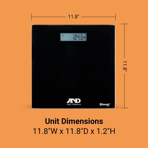 A&D Medical Digital Body Weight Scale - UC-352BLE - Bluetooth Bathroom Weight Machine, Syncs with A&D Heart Track App - 45...