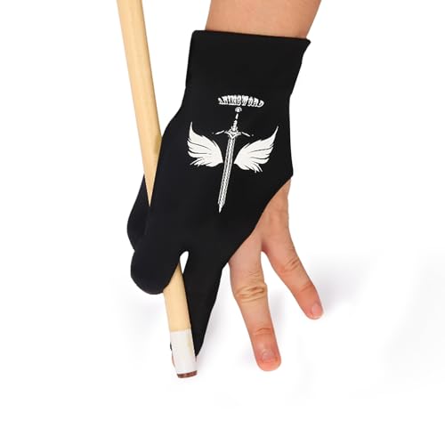 ANIMSWORD Breathable and Comfortable Billiard Pool Gloves Fits on Left Hand or Right Hand 3 Finger for Snooker Cue Sport G...