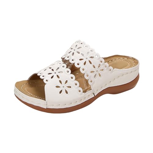 JEUROT Walking Sandals for Women Open Toe Slip On Wedge Slides Arch Support Orthopedic Sandal Memory Foam Platform Shoes