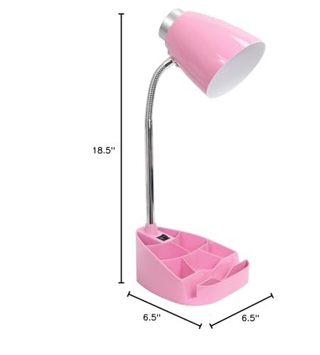 Simple Designs Gooseneck Organizer Ipad Stand Lamp, 6.5X6.5X18.5, Pink, Model Ld1002-Pnk, Abs Plastic, Pack Of 1