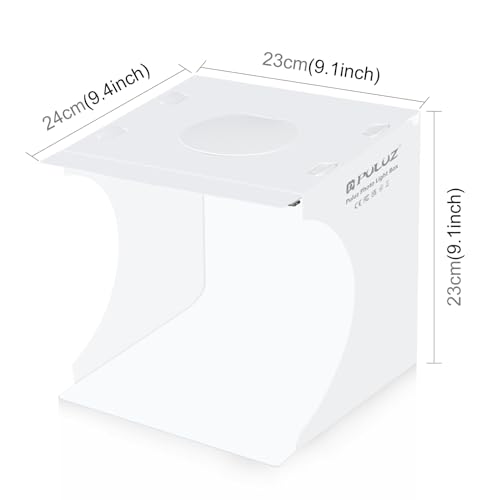 PULUZ Mini Light Box, 9" Photography Table Top Light Box 20 LED Portable Photo Studio Shooting Tent with 2 Kinds Color Bac...