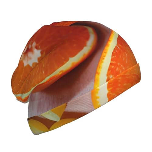 YANYU Fresh Orange Fruit Print Soft Beanie Winter Hat Warm Thermal Cap Headwear for Snow Play Outdoor Activities