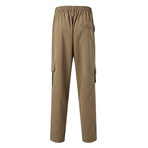 Men Relaxed Fit Cargo Pants Drawstring Elastic Waisted Relaxed Fit Sports Pants Casual Joggers Outdoor Trousers with Pockets