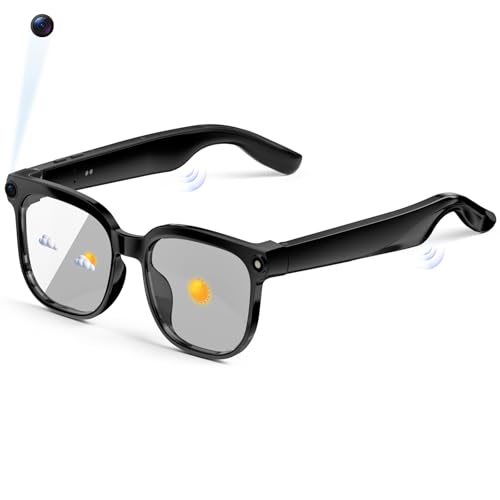 AI Smart Glasses with Camera and Audio, 8MP HD Camera Glasses for Men Women with Voice Assistant, 1080P Recording Sunglass...