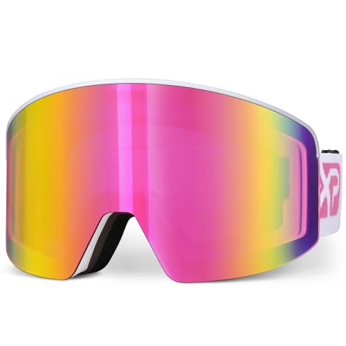 EXP VISION Ski/Snowboard Goggles, Magnetic Lens Snow Goggles with Anti-Fog & UV400 Protection for Men & Women