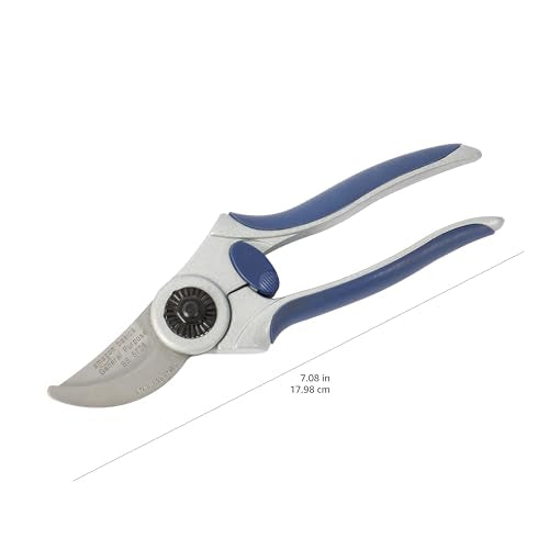 Amazon Basics Professional Hand Pruners, Pruning Shears for gardening, 7-inch Steel Bypass Garden Scissors, Blue