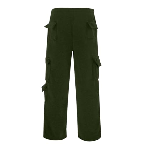 Mens Fleece Lined Cargo Pants 2026 Winter Warm Elastic Waist Cargo Pants Plus Size Solid Color Cotton Workout Hiking Trousers