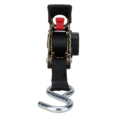 Camco Retractable Transom Tie Down Straps, 6-Foot, 1,500 lb Break Strength, 500 lb Safe Working Load, 2-Pack (50033)