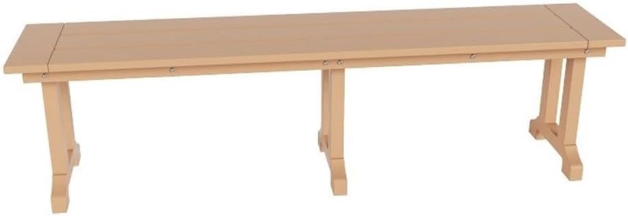 Outdoor Benches Weatherproof, Park Long Bench Poly Lumber Backless for Entryway Front Porch Garden Bench Seat for Patio, Teak