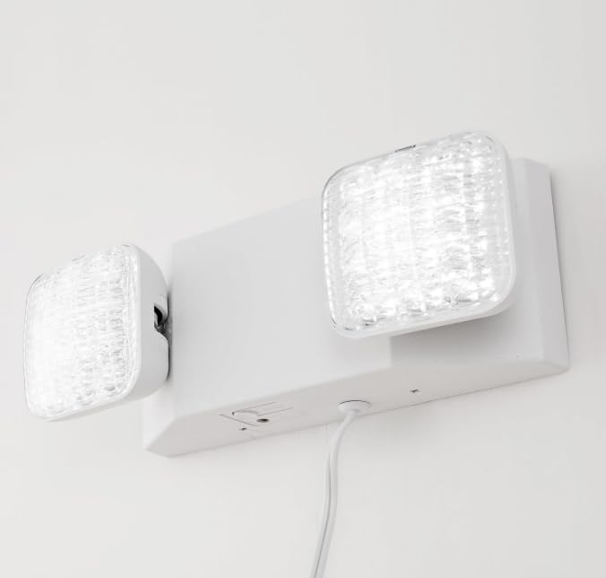 Gzruiyang Led Emergency Lights With Battery Backup  Commercial Emergency Light Fixtures For Business Home Power Failure Emergency Exit Sign Lighting With 1.0 Meter Plug  Adjustable Square Head