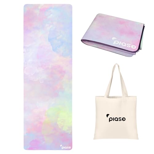 PIASO Travel Yoga Mat Non Slip, Pilates Fitness Mats, Eco Friendly 1.5mm Thick Yoga Mats for Women, Exercise Mats With Car...