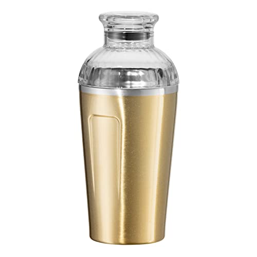 OGGI Groove Insulated Cocktail Shaker-17oz Double Wall Vacuum Insulated Stainless Steel, Tritan Lid has Built In Strainer,...
