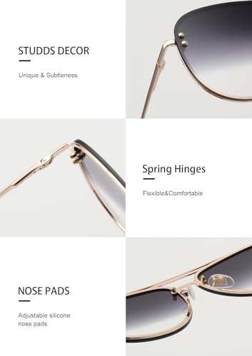VIVIENFANG Trendy Oversized Aviator Sunglasses Womens, Retro Cute Big Shades Women's Fashion Sun Glasses UV Protection VF2203