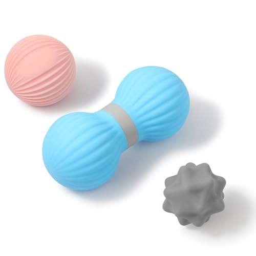 HODEMI Massage Ball Set with Spiky Ball, Lacrosse Ball and Peanut Roller for Deep Tissue Muscle Massage, Myofascial & Trig...