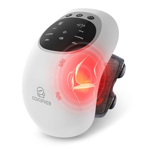 COMFIER Cordless Knee Massager with Heat and Red Light Therapy,Vibration,Heated Knee Brace Straps for Pain Relief with 18....