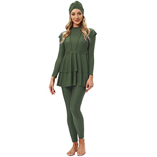 Muslim Swimsuits for Women Modest Islamic Swimwear Burkini Full Cover Hijab Top Pants with Swimming Cap Bathing Suits
