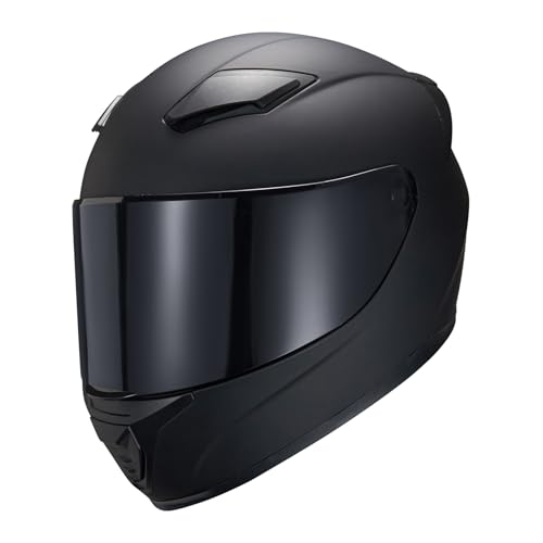 JQF Gear Full Face Helmet Black Motorcycle Motorbike Street Bike Racing Helmets for Adults WS-607 DOT Approved (with Black...