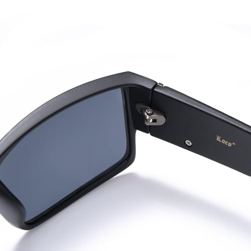 Locs Mens Flat Top Gangster Sunglasses Black Silver Frame 91026 (Matte Black)