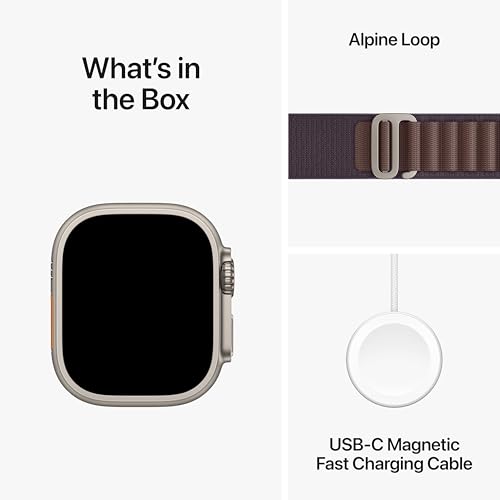 Apple Watch Ultra 2 [GPS + Cellular, 49mm] Titanium Case with Indigo Alpine Loop, L (Renewed)