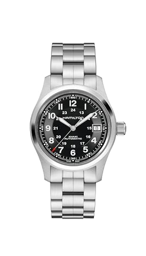 Hamilton Khaki Field Automatic Men's Watch, 38mm Stainless Steel Case, Swiss Made, Black Dial Analog Wrist Watch for Men, ...