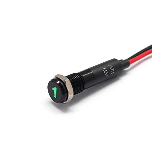 Alpinetech PLB8MS 8mm 12V LED Metal Signal Indicator Dash Light Black Bezel with Symbols