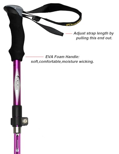 A ALAFEN Aluminum Collapsible Ultralight Travel Trekking Hiking Pole for Men and Women (Fits 5'3" - 6'2")
